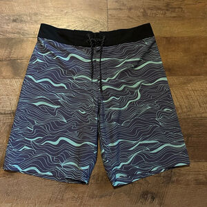 Men's Ocean Coast Swim Trunks Size L Purple Blue